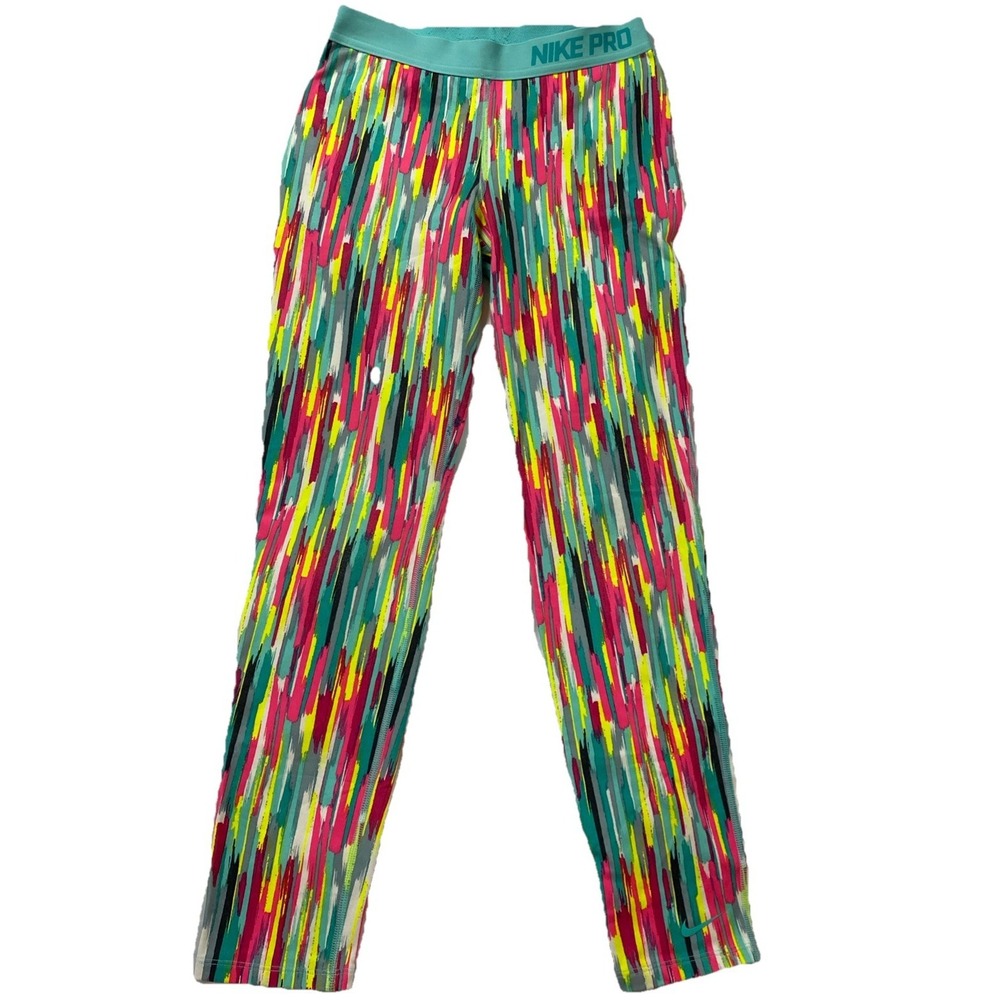 Nike Pro All Over Print Capri Tights Hyperwarm XL Rainbow Stripes